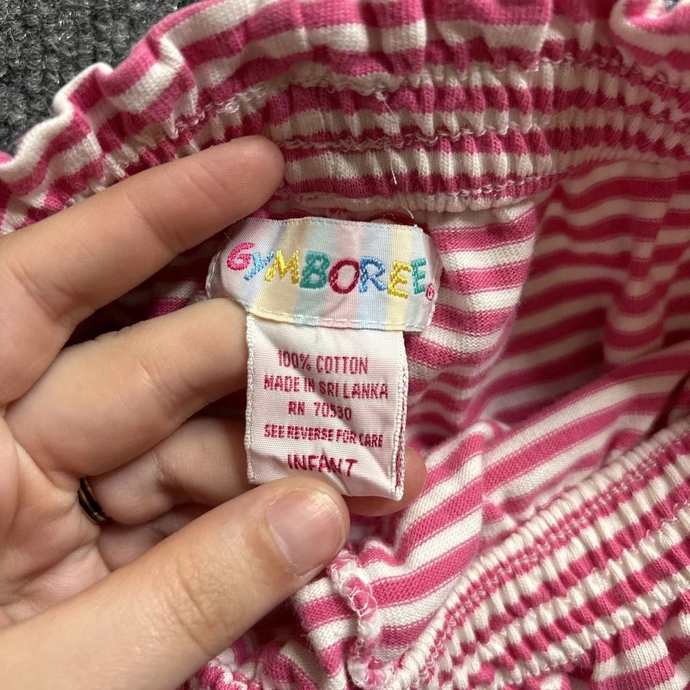 Vintage Gymboree Bubble Shorts Pink Striped Infant Heart Flower Rainbow Tag READ